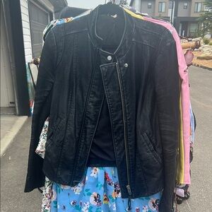 Free People Black Leather Moto Jacket